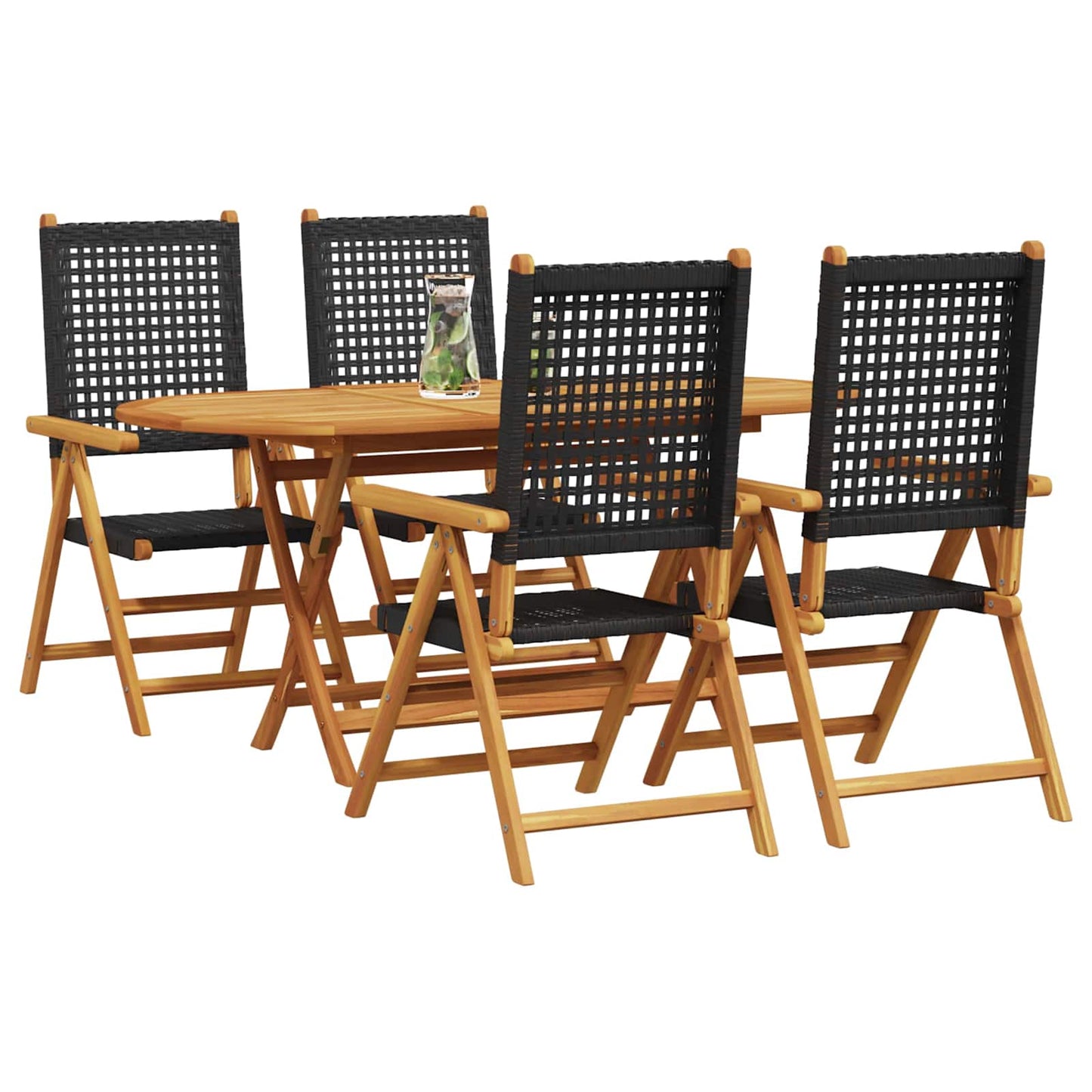 Tuin eettafelset 5 pcs Zwart Massief Acaciahout is nu te koop bij PeponiXL, paradijselijk wonen!