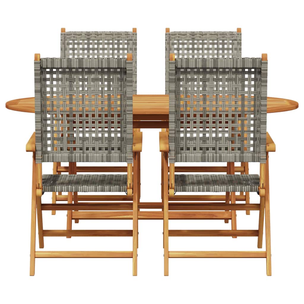 Tuin eettafelset 5 pcs Grijs Massief Acaciahout is nu te koop bij PeponiXL, paradijselijk wonen!