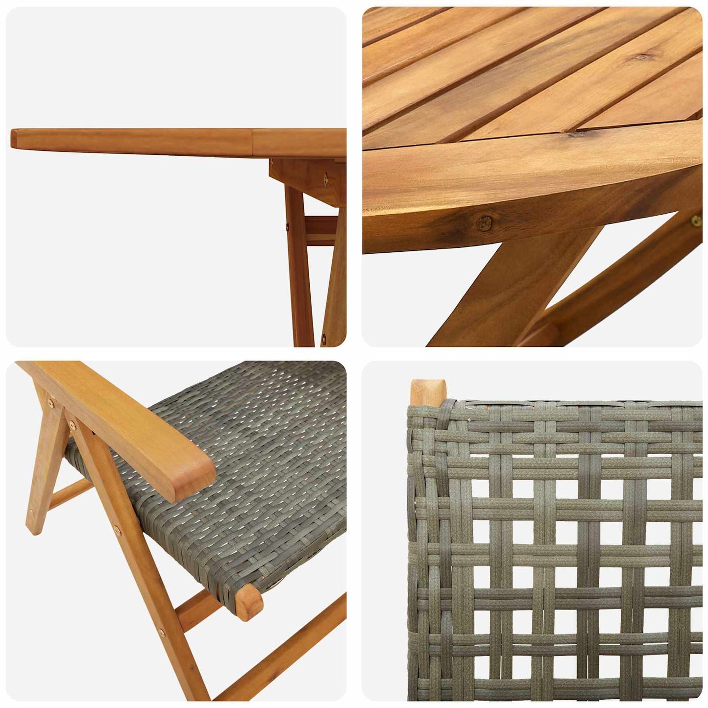 Tuin eettafelset 7 pcs Grijs Massief Acaciahout is nu te koop bij PeponiXL, paradijselijk wonen!