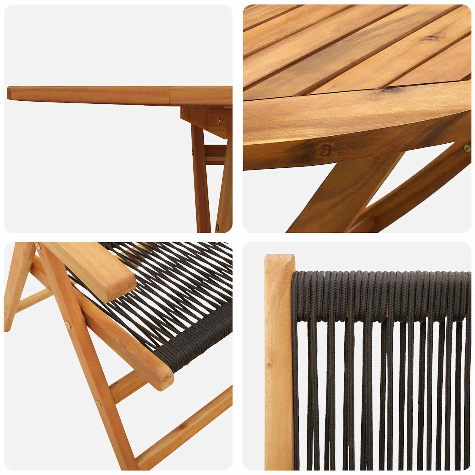 Tuin eettafelset 5 pcs Zwart Massief Acaciahout is nu te koop bij PeponiXL, paradijselijk wonen!