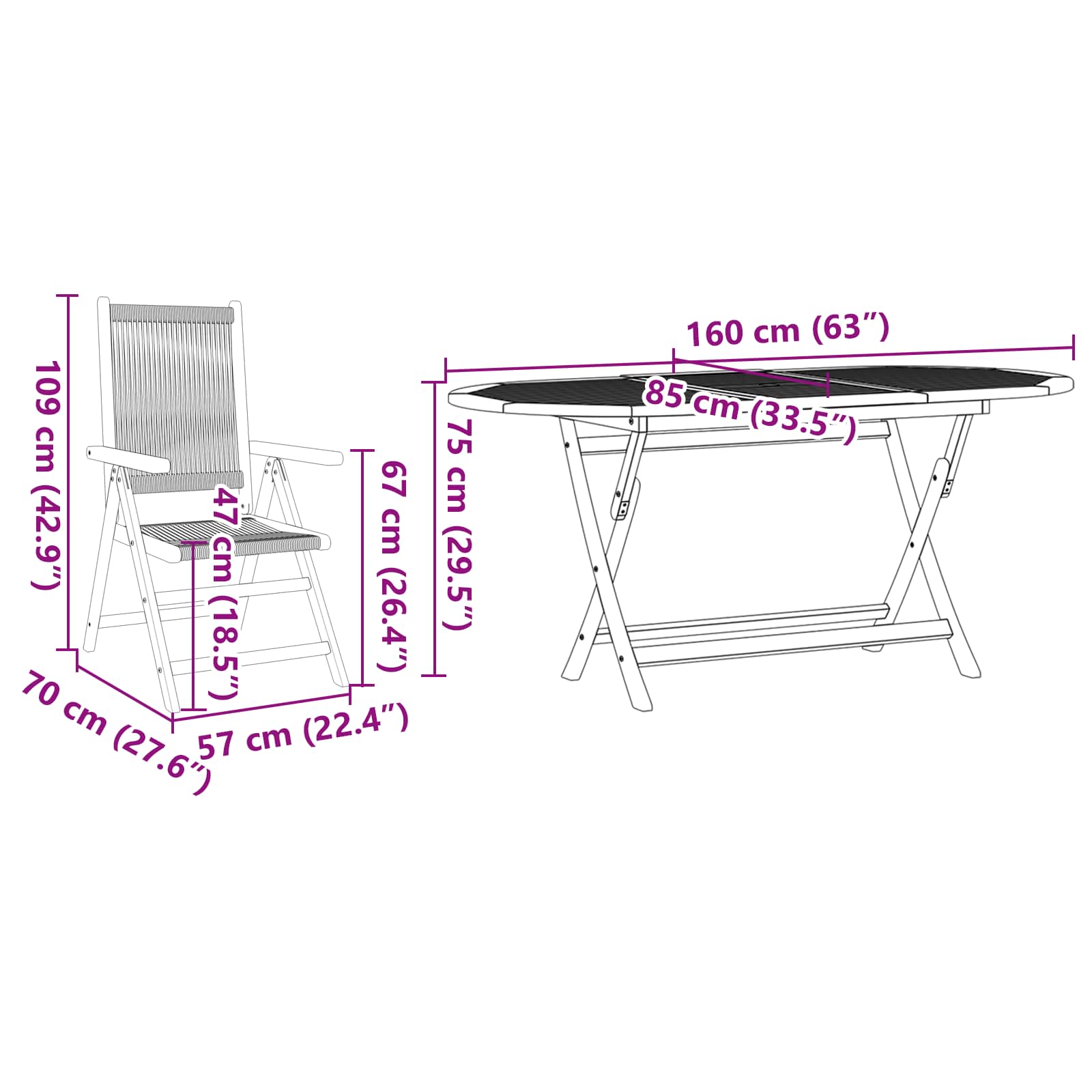 Tuin eettafelset 5 pcs Zwart Massief Acaciahout is nu te koop bij PeponiXL, paradijselijk wonen!