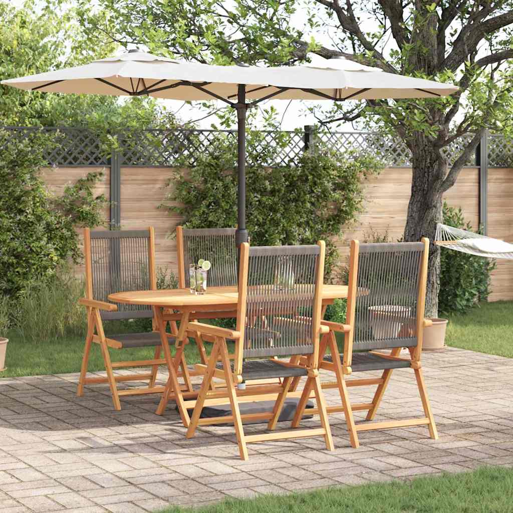 Tuin eettafelset 5 pcs Grijs Massief Acaciahout is nu te koop bij PeponiXL, paradijselijk wonen!