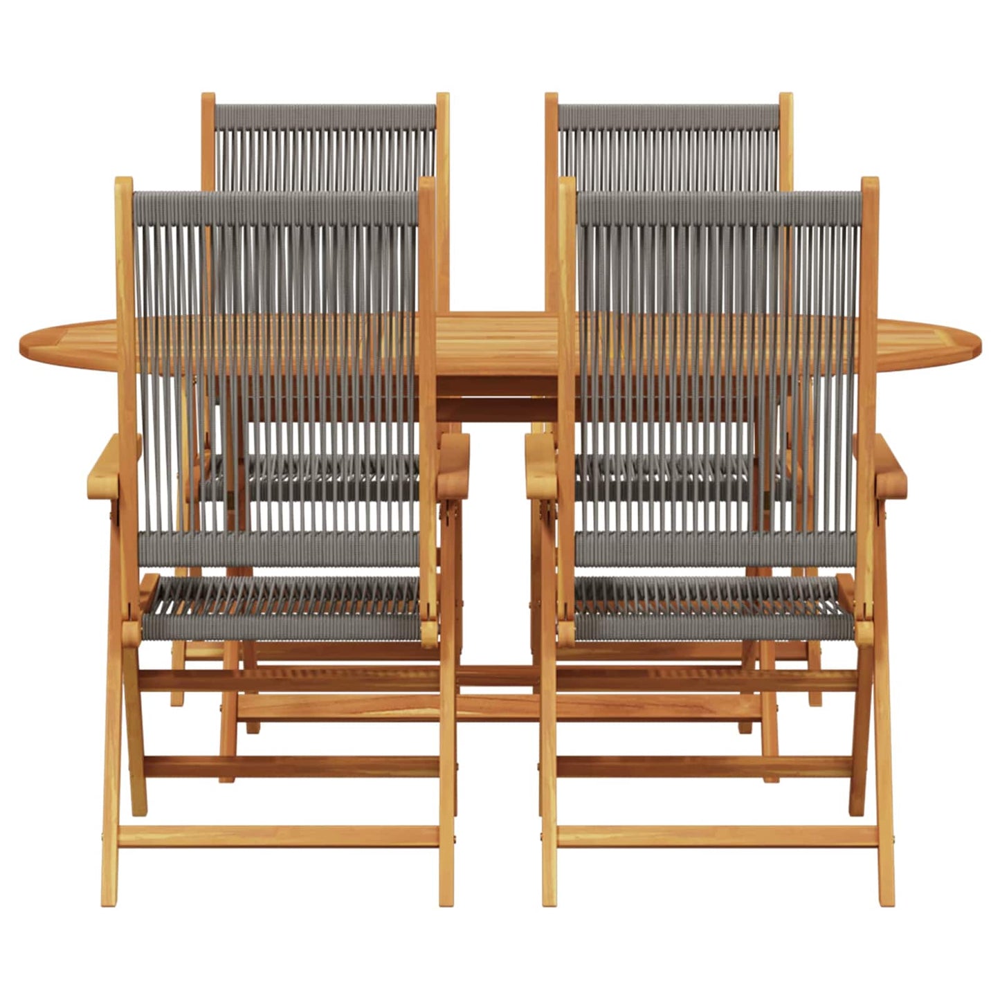 Tuin eettafelset 5 pcs Grijs Massief Acaciahout is nu te koop bij PeponiXL, paradijselijk wonen!