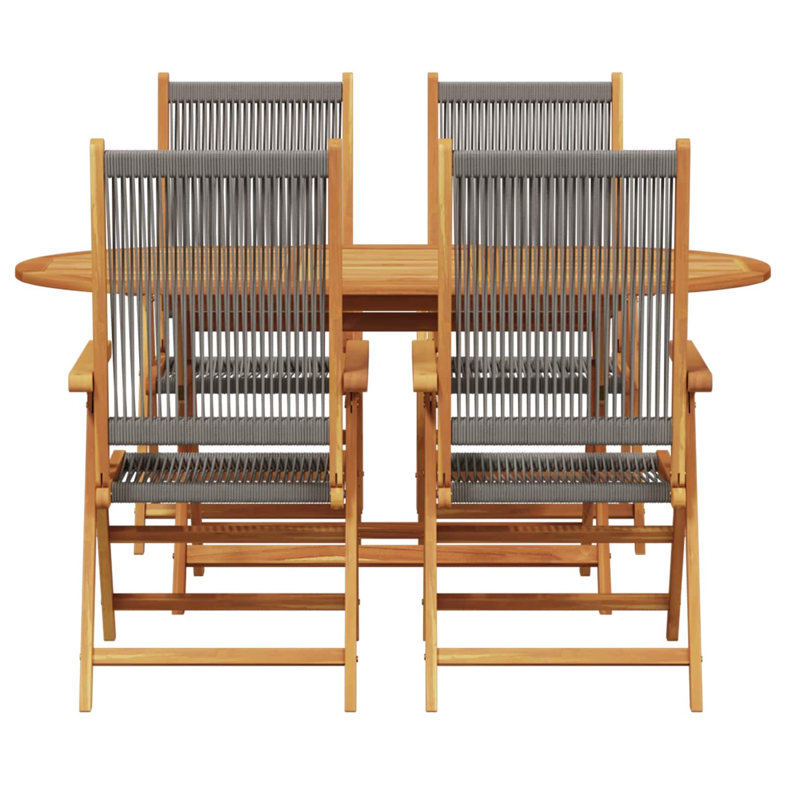 Tuin eettafelset 5 pcs Grijs Massief Acaciahout is nu te koop bij PeponiXL, paradijselijk wonen!