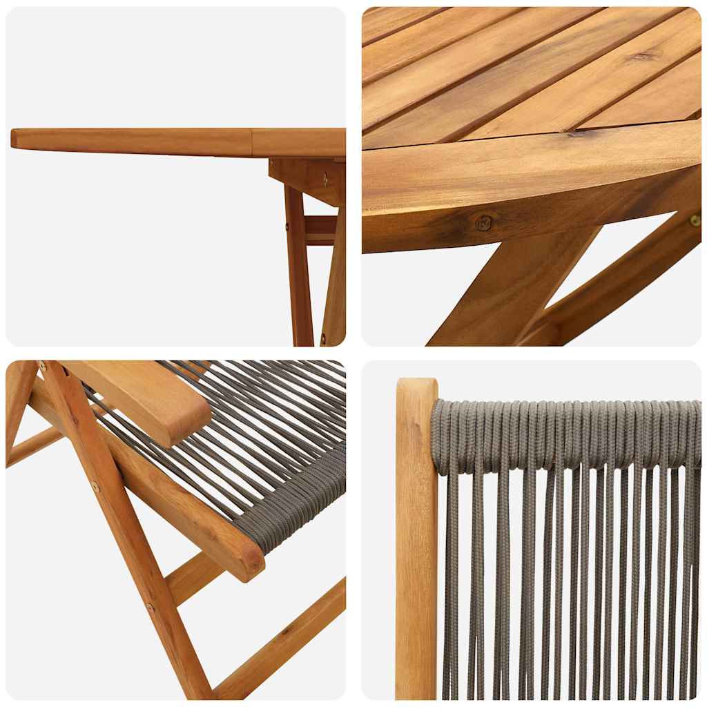 Tuin eettafelset 7 pcs Grijs Massief Acaciahout is nu te koop bij PeponiXL, paradijselijk wonen!