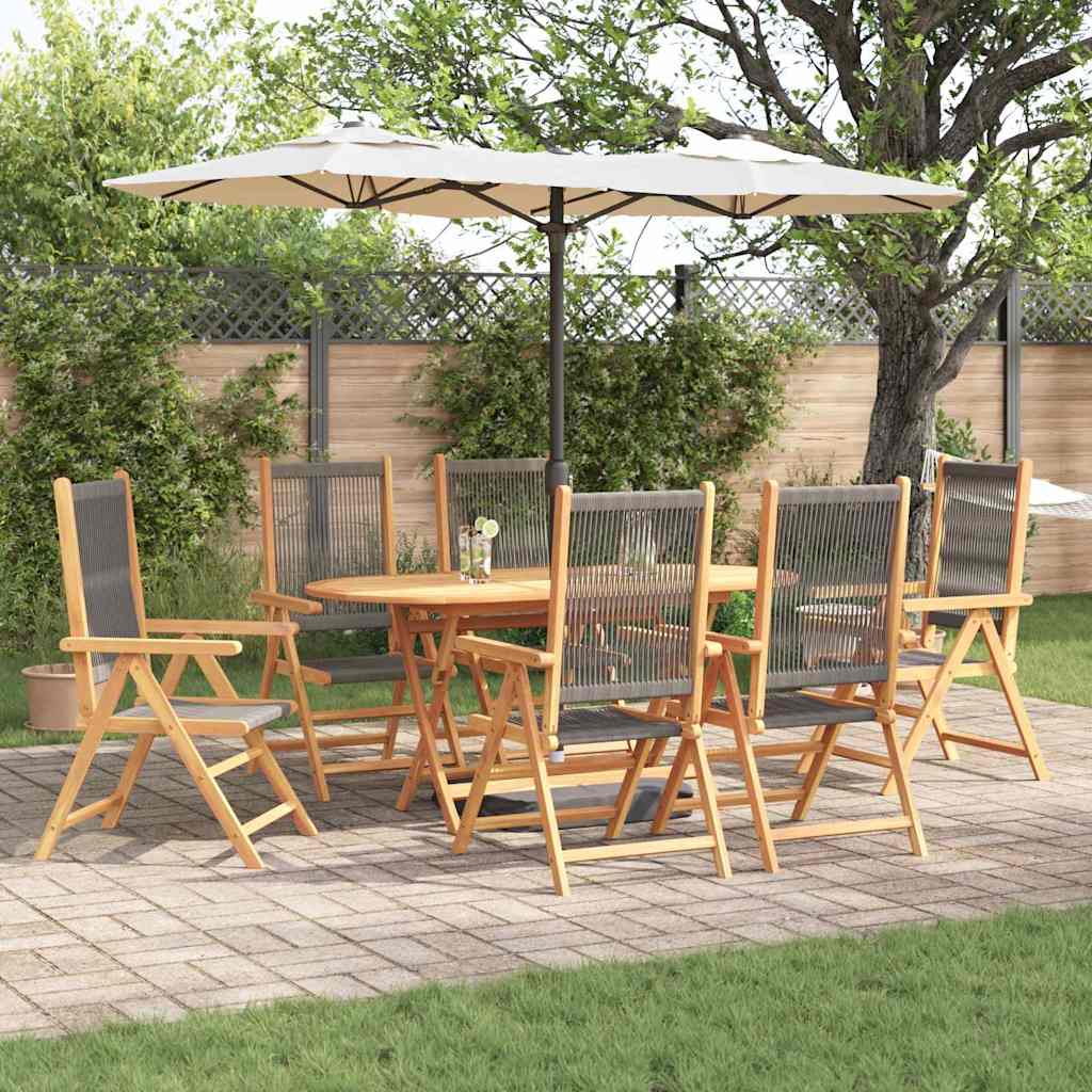Tuin eettafelset 7 pcs Grijs Massief Acaciahout is nu te koop bij PeponiXL, paradijselijk wonen!