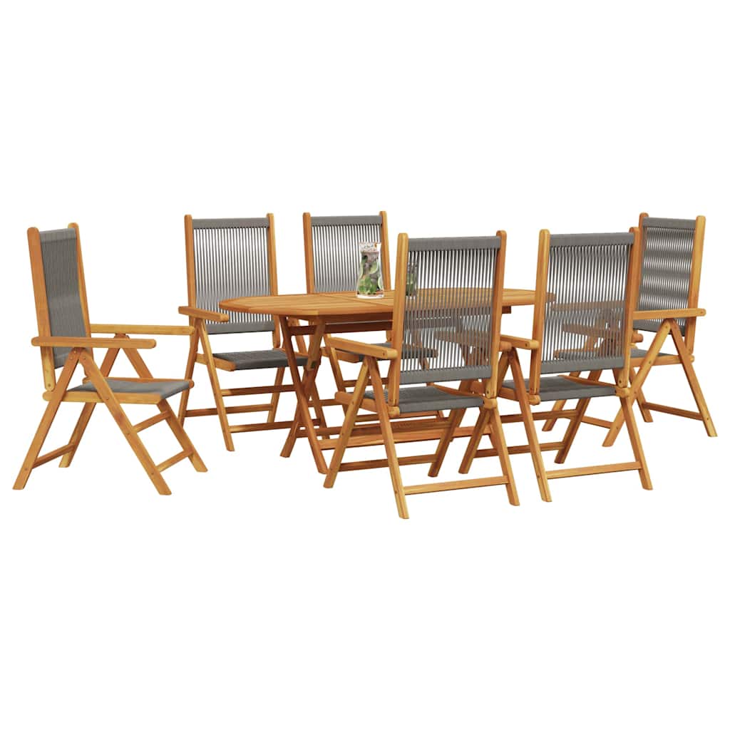 Tuin eettafelset 7 pcs Grijs Massief Acaciahout is nu te koop bij PeponiXL, paradijselijk wonen!