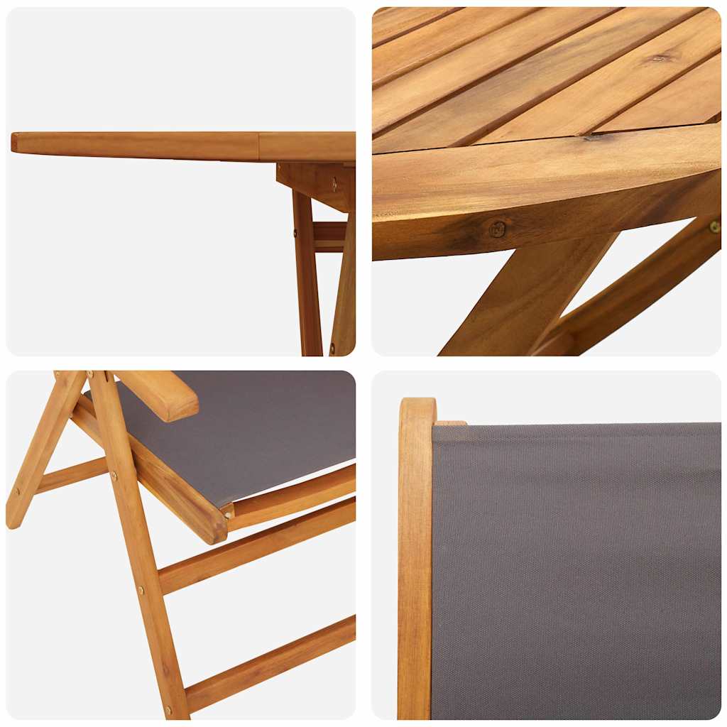 Tuin eettafelset 5 pcs Antraciet Massief Acaciahout is nu te koop bij PeponiXL, paradijselijk wonen!