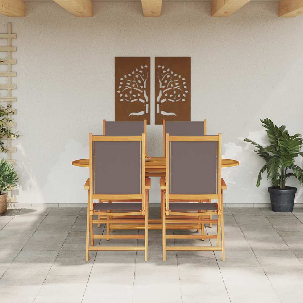 Tuin eettafelset 5 pcs Antraciet Massief Acaciahout is nu te koop bij PeponiXL, paradijselijk wonen!