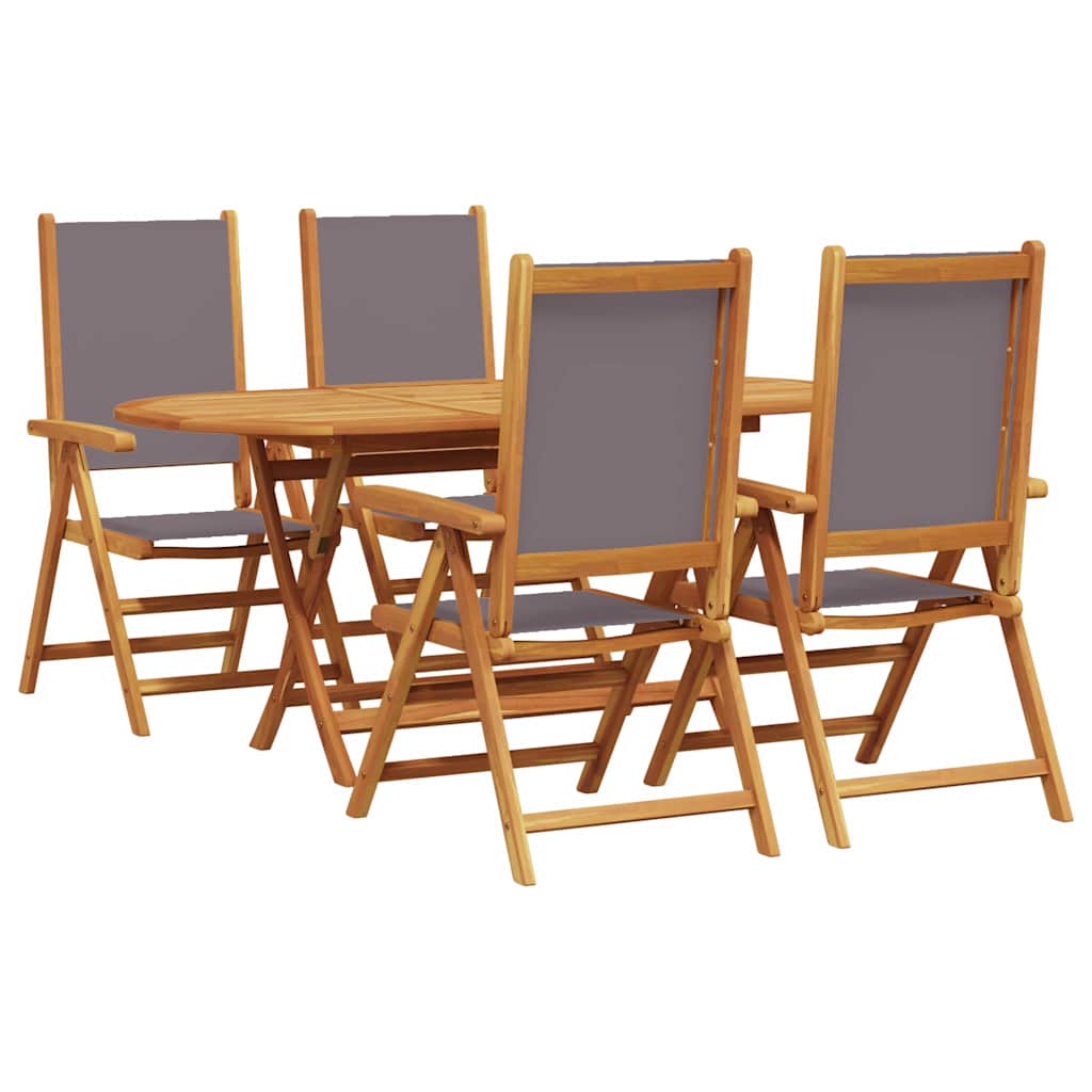 Tuin eettafelset 5 pcs Antraciet Massief Acaciahout is nu te koop bij PeponiXL, paradijselijk wonen!