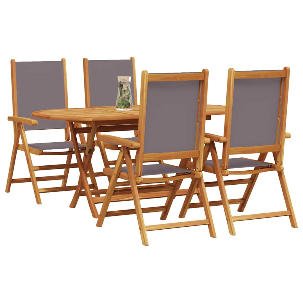 Tuin eettafelset 5 pcs Antraciet Massief Acaciahout is nu te koop bij PeponiXL, paradijselijk wonen!