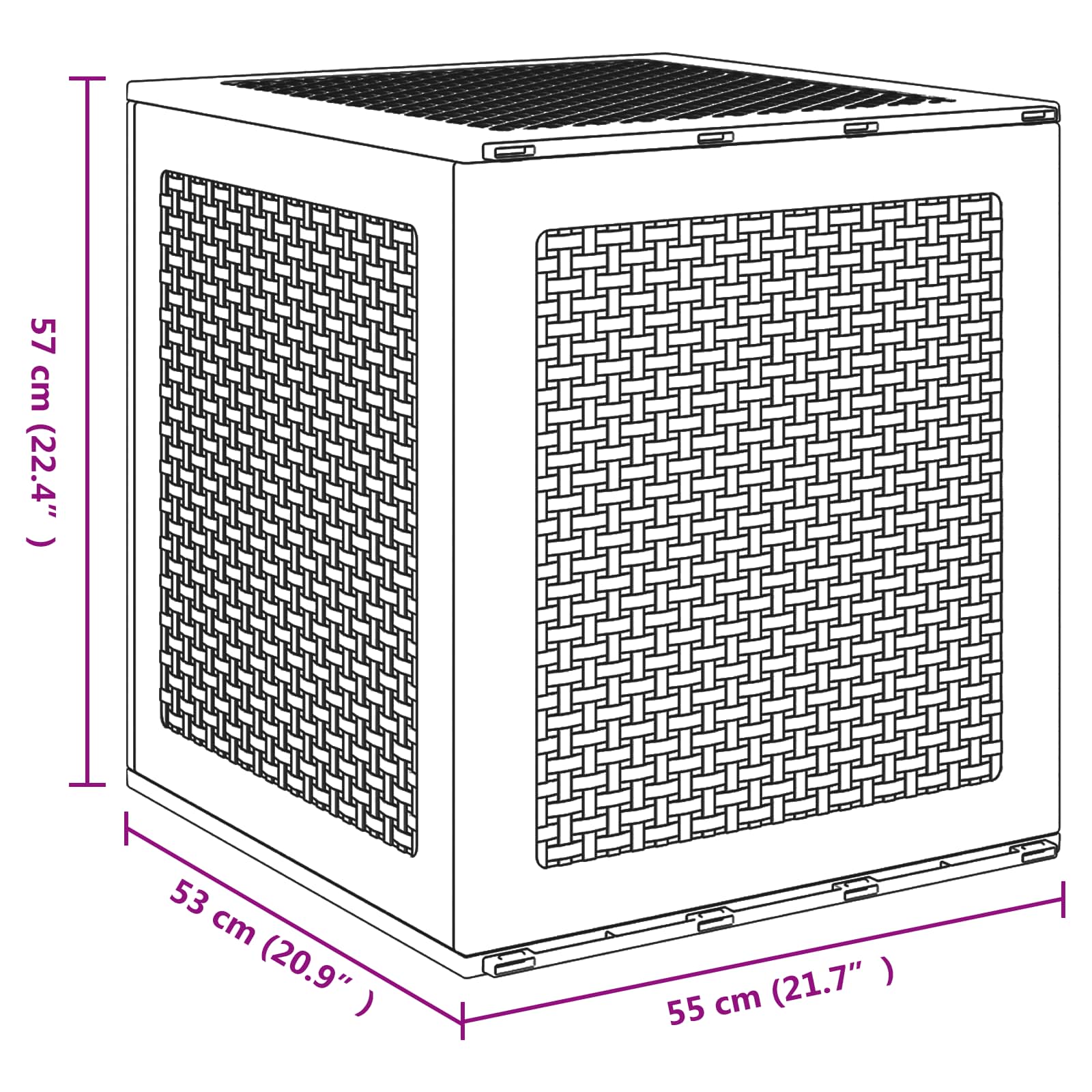 Opbergbox met opslag Lichtgrijs 55 x 53 x 57 cm Polypropyleen is nu te koop bij PeponiXL, paradijselijk wonen!
