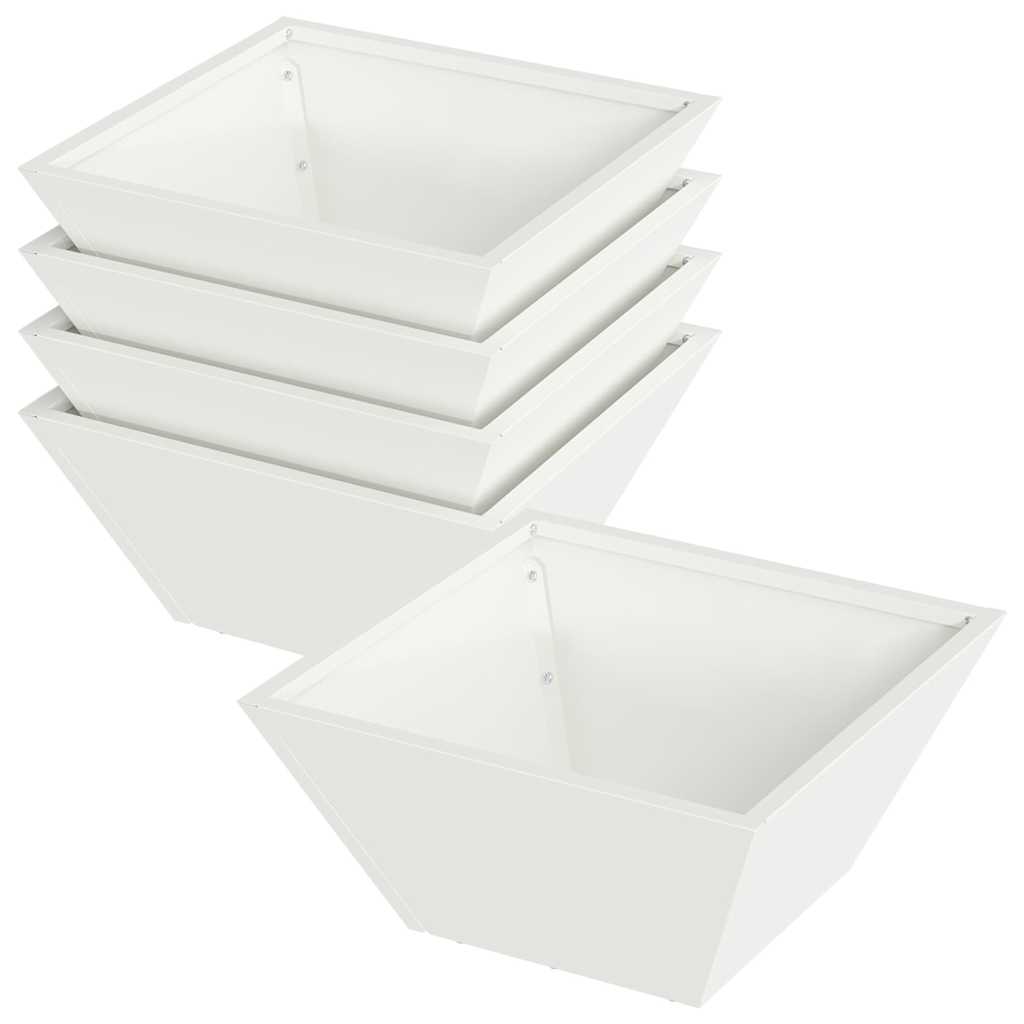 Tuin Bloempot 5 pcs Wit 35 x 35 x 15 cm Koudgewalst staal is nu te koop bij PeponiXL, paradijselijk wonen!