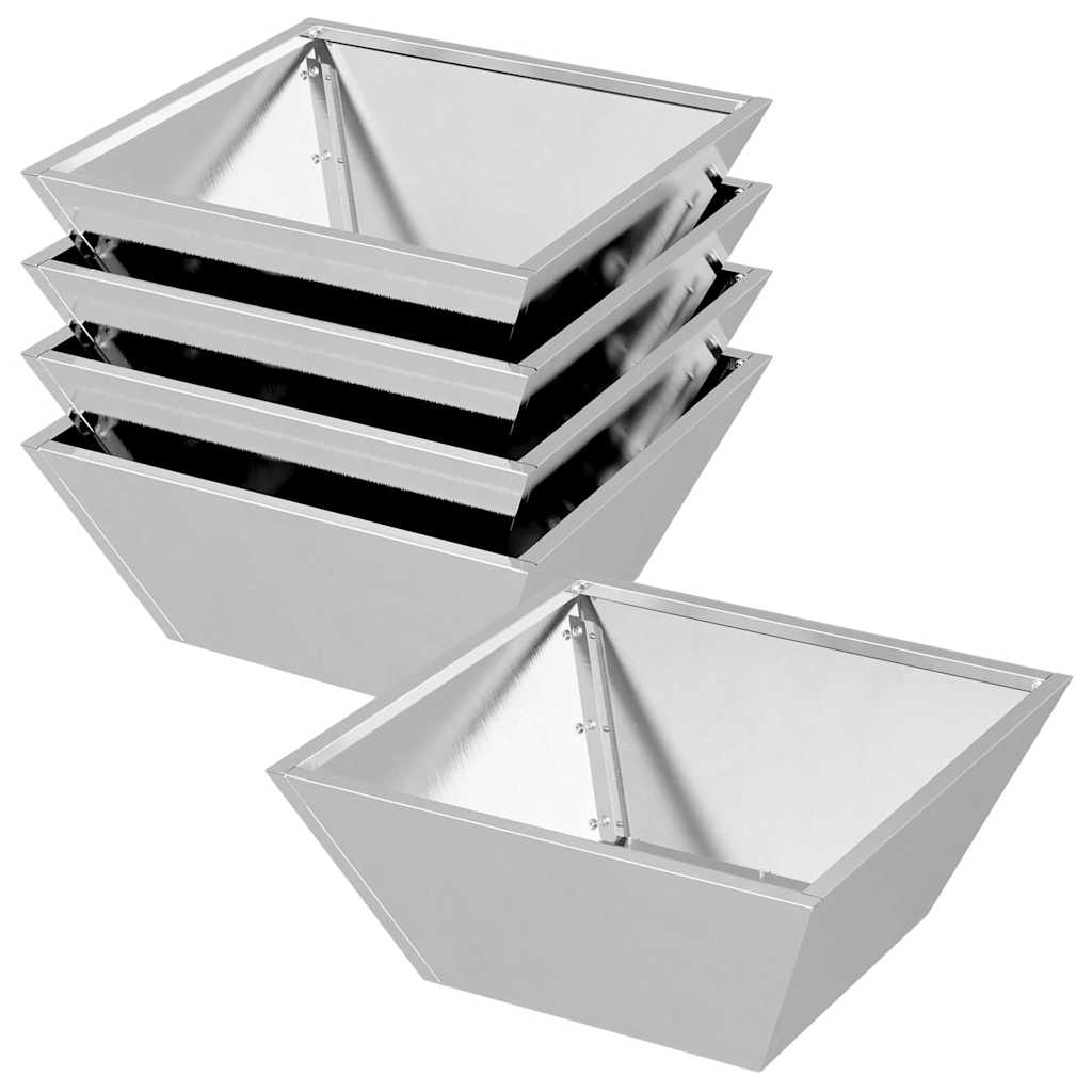 Tuin Bloempot 5 pcs Zilver 40 x 40 x 15 cm Roestvrij staal is nu te koop bij PeponiXL, paradijselijk wonen!