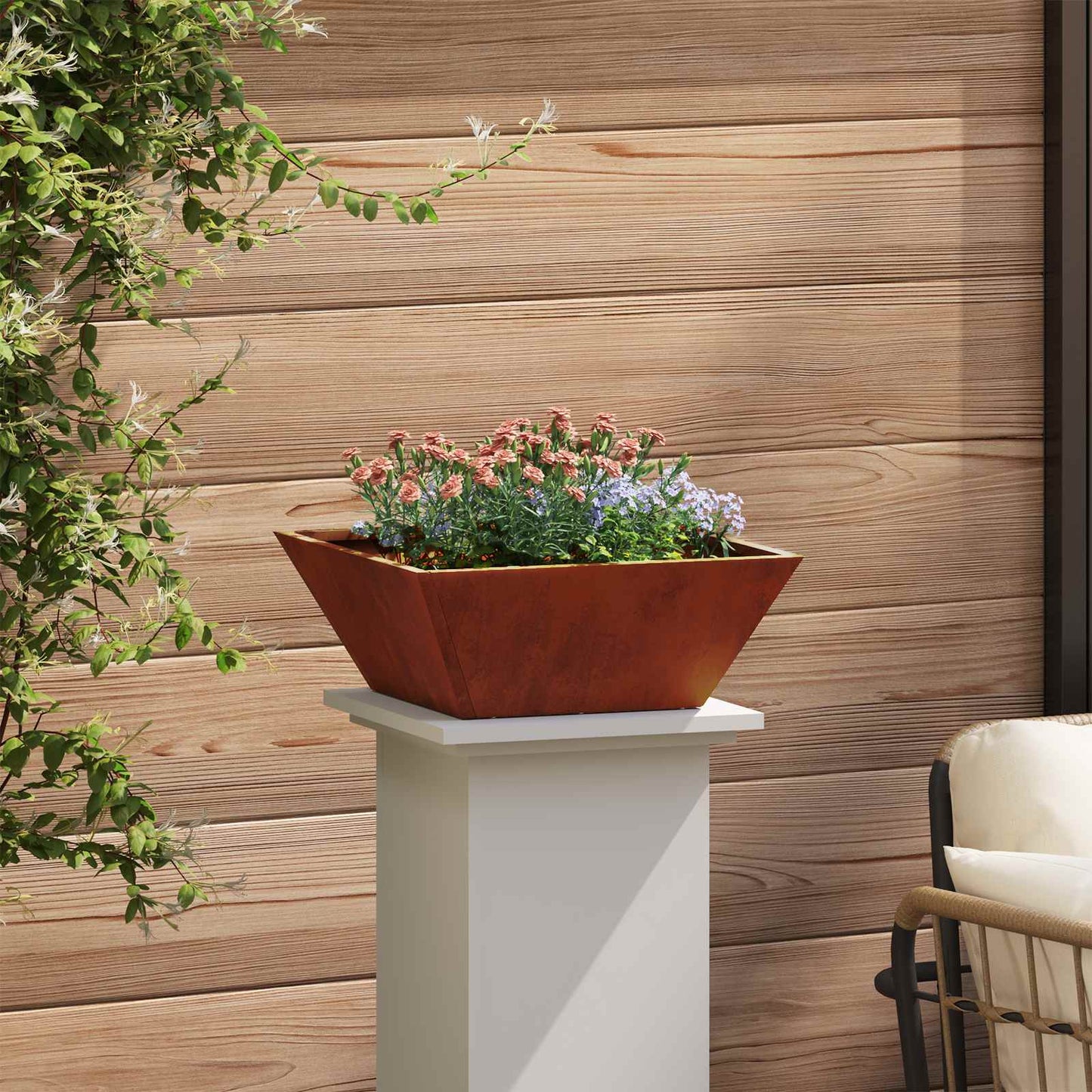 Tuin Bloempot 5 pcs Roestig 40 x 40 x 15 cm Cortenstaal is nu te koop bij PeponiXL, paradijselijk wonen!