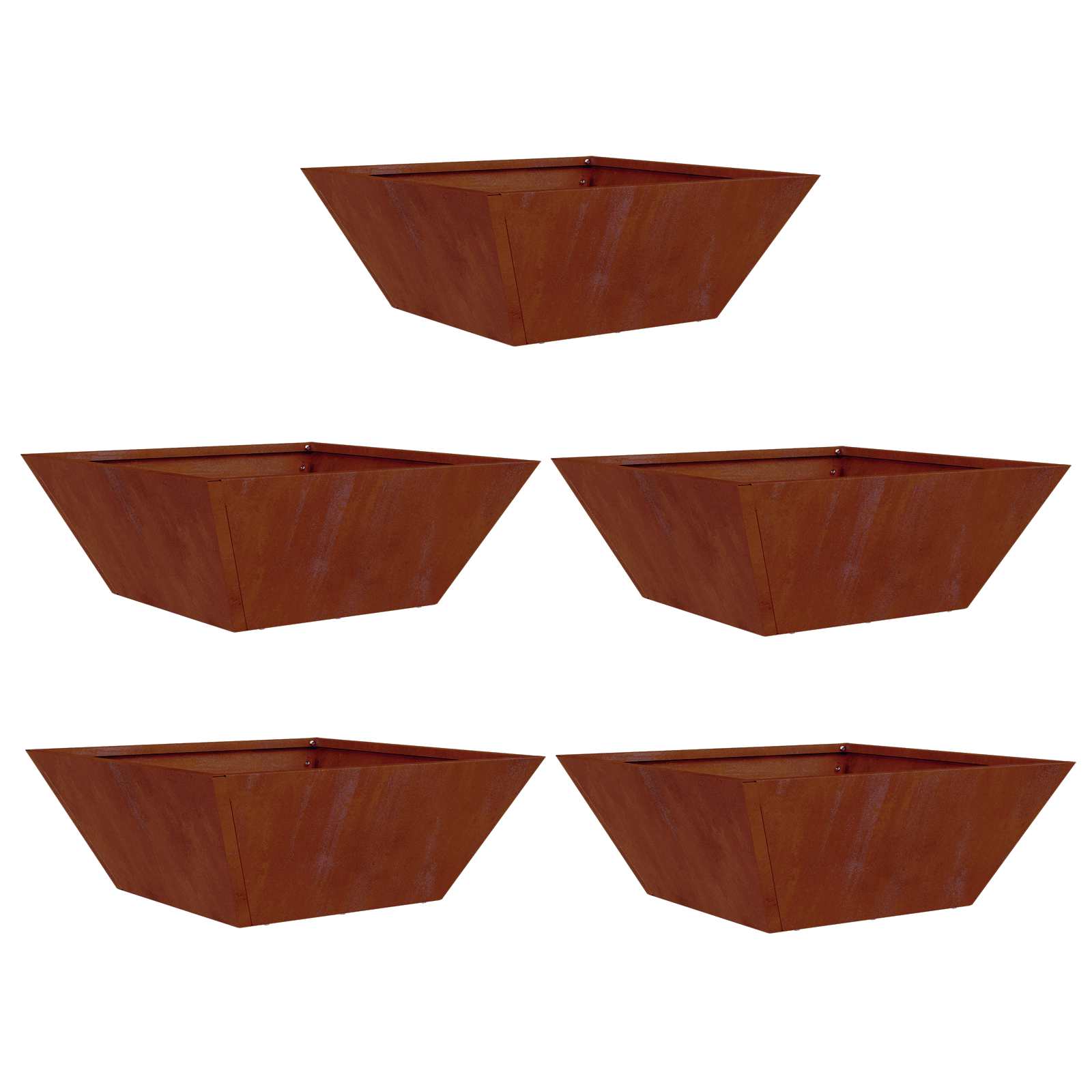 Tuin Bloempot 5 pcs Roestig 40 x 40 x 15 cm Cortenstaal is nu te koop bij PeponiXL, paradijselijk wonen!