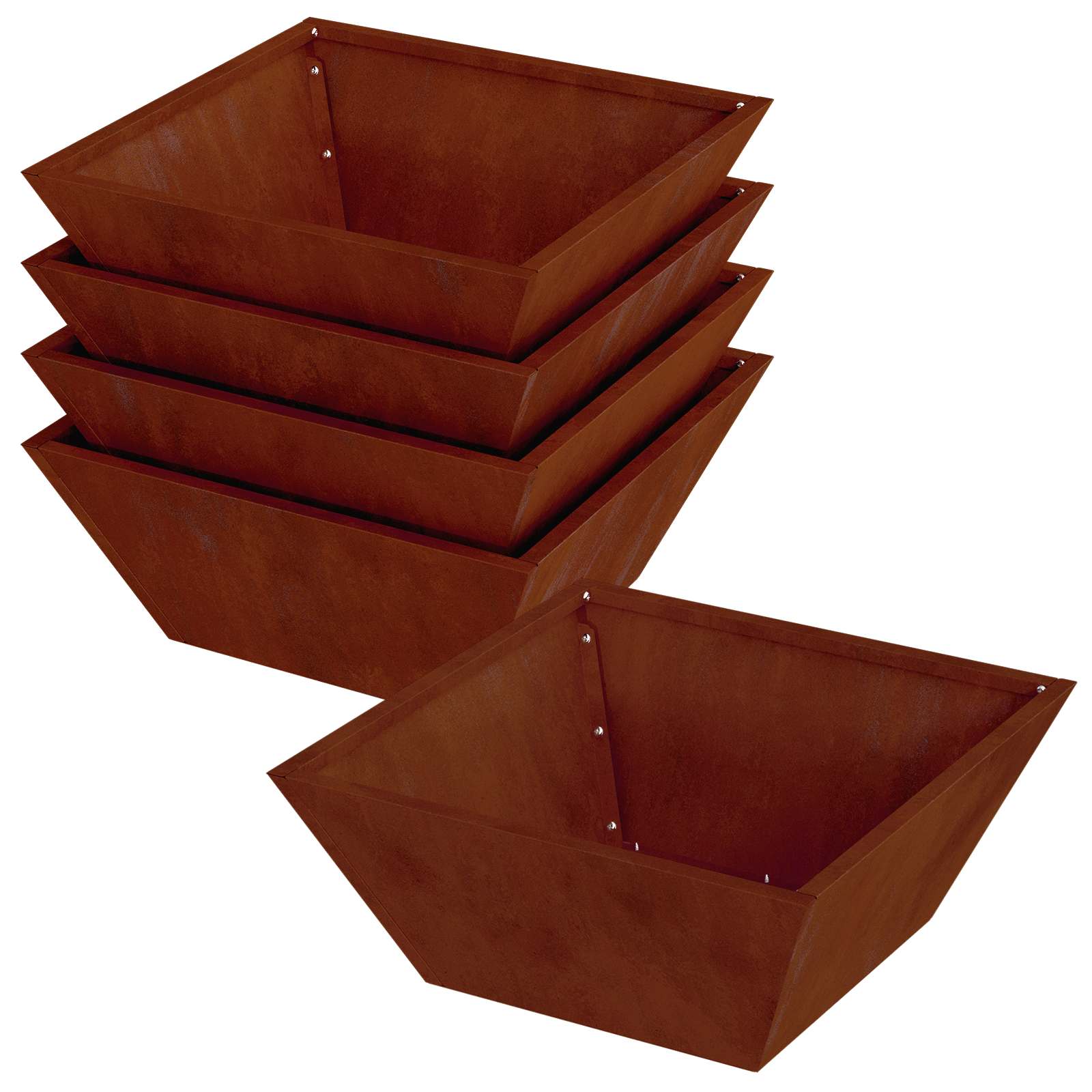 Tuin Bloempot 5 pcs Roestig 40 x 40 x 15 cm Cortenstaal is nu te koop bij PeponiXL, paradijselijk wonen!