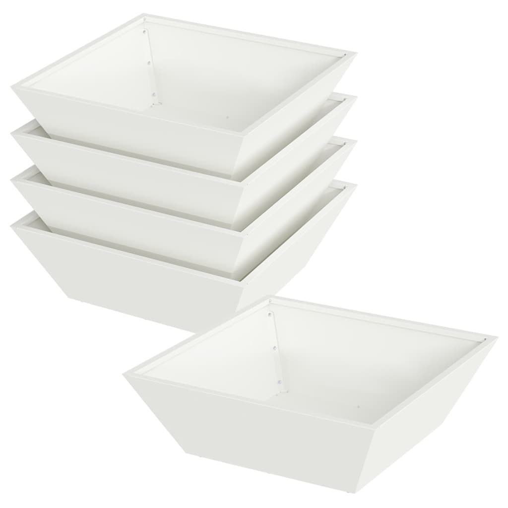 Tuin Bloempot 5 pcs Wit 50 x 50 x 15 cm Koudgewalst staal is nu te koop bij PeponiXL, paradijselijk wonen!