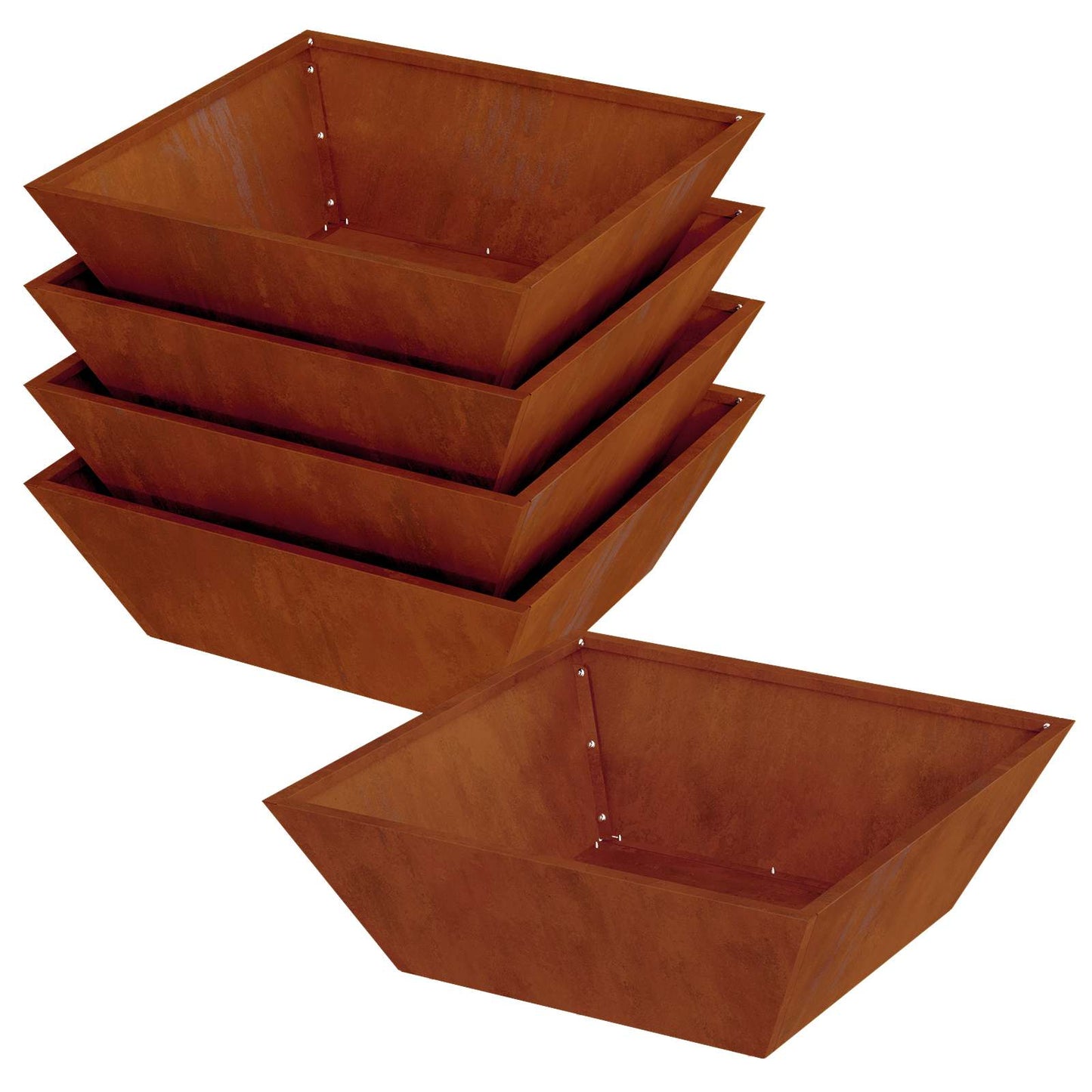 Tuin Bloempot 5 pcs Roestig 50 x 50 x 15 cm Cortenstaal is nu te koop bij PeponiXL, paradijselijk wonen!