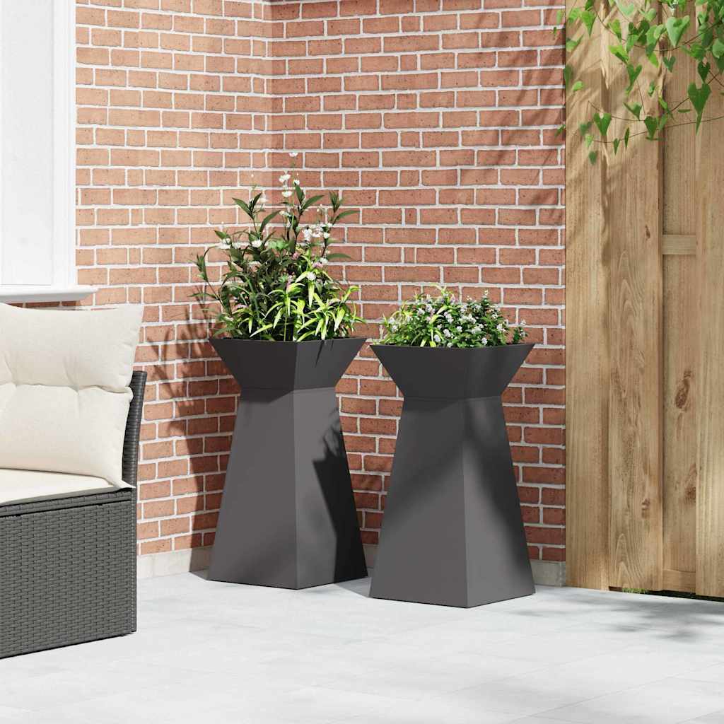 Pilaar Plantenbak 2 pcs Zwart 35 x 35 x 73 cm is nu te koop bij PeponiXL, paradijselijk wonen!