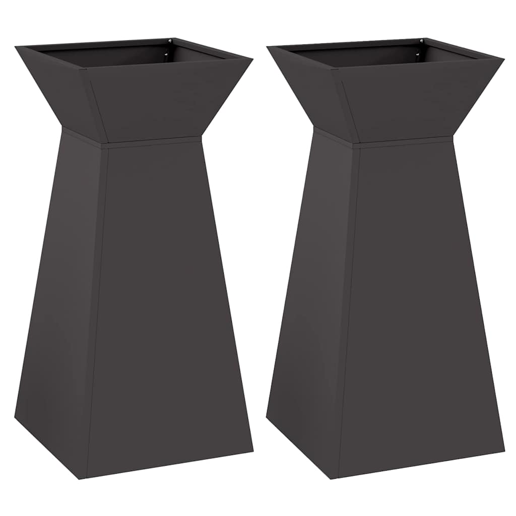 Pilaar Plantenbak 2 pcs Zwart 35 x 35 x 73 cm is nu te koop bij PeponiXL, paradijselijk wonen!