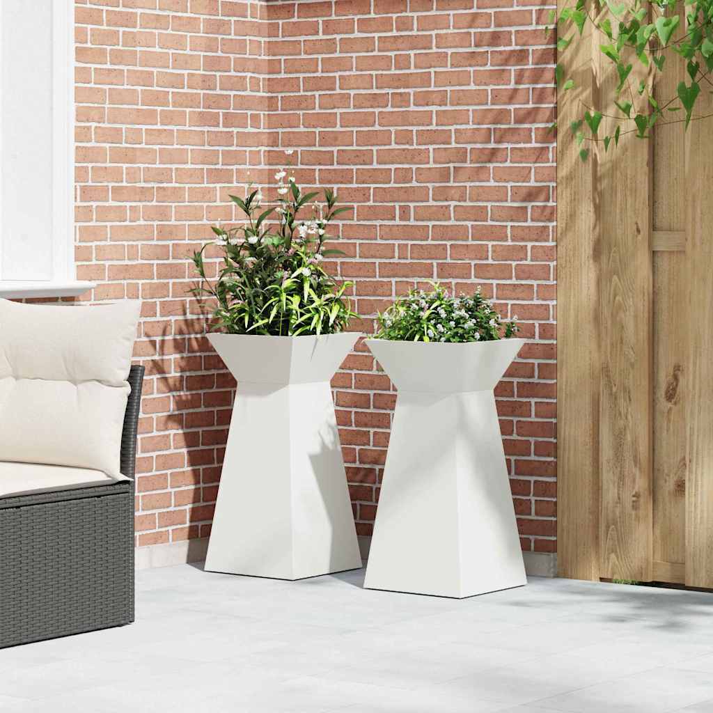 Pilaar Plantenbak 2 pcs Wit 35 x 35 x 73 cm is nu te koop bij PeponiXL, paradijselijk wonen!