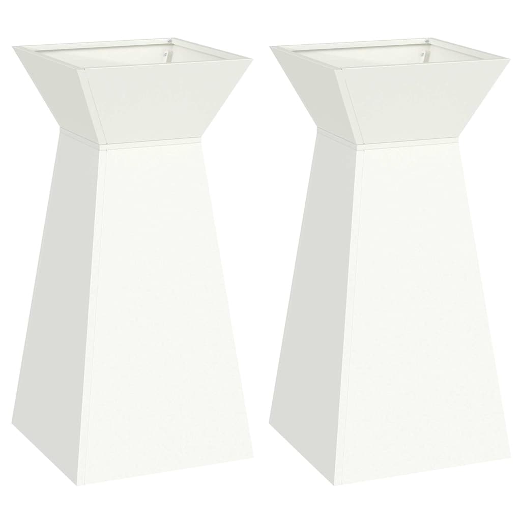 Pilaar Plantenbak 2 pcs Wit 35 x 35 x 73 cm is nu te koop bij PeponiXL, paradijselijk wonen!