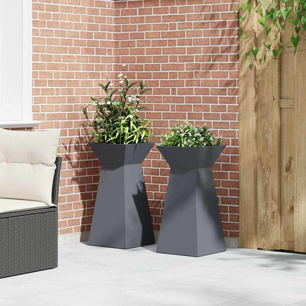 Pilaar Plantenbak 2 pcs Antraciet 35 x 35 x 73 cm is nu te koop bij PeponiXL, paradijselijk wonen!