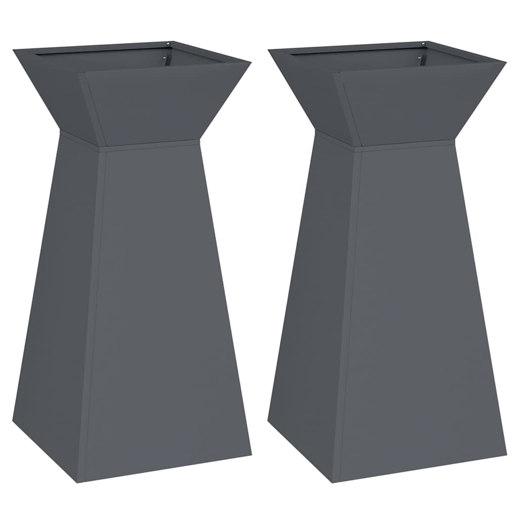 Pilaar Plantenbak 2 pcs Antraciet 35 x 35 x 73 cm is nu te koop bij PeponiXL, paradijselijk wonen!