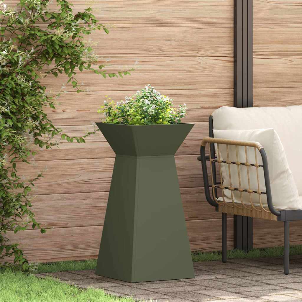 Pilaar Plantenbak 2 pcs Olijfgroen 35 x 35 x 73 cm is nu te koop bij PeponiXL, paradijselijk wonen!