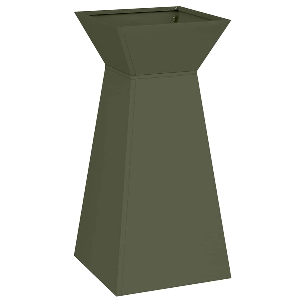 Pilaar Plantenbak 2 pcs Olijfgroen 35 x 35 x 73 cm is nu te koop bij PeponiXL, paradijselijk wonen!