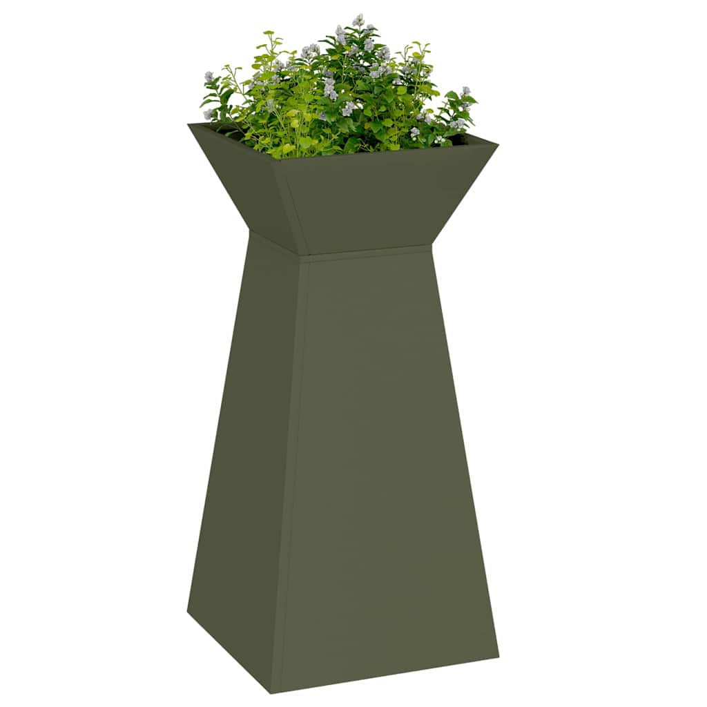 Pilaar Plantenbak 2 pcs Olijfgroen 35 x 35 x 73 cm is nu te koop bij PeponiXL, paradijselijk wonen!