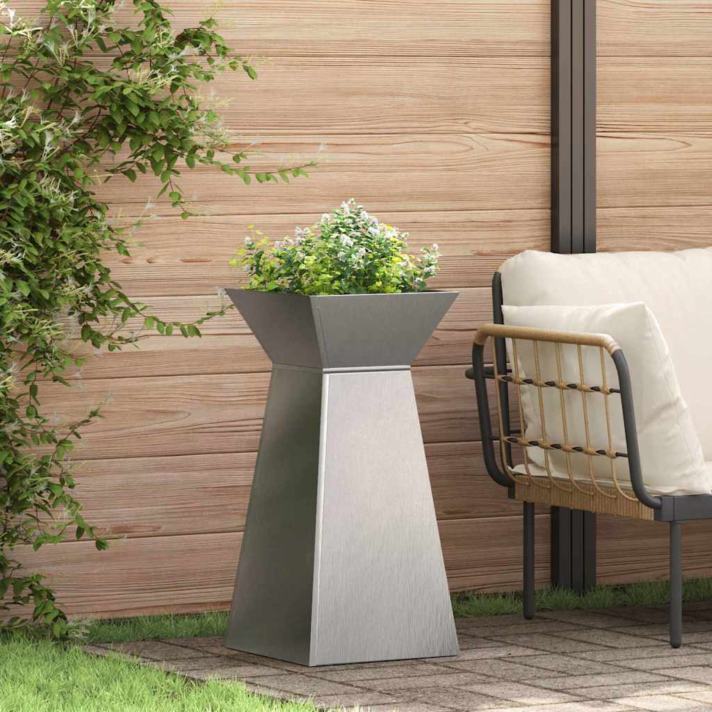 Pilaar Plantenbak 2 pcs Zilver 35 x 35 x 73 cm is nu te koop bij PeponiXL, paradijselijk wonen!