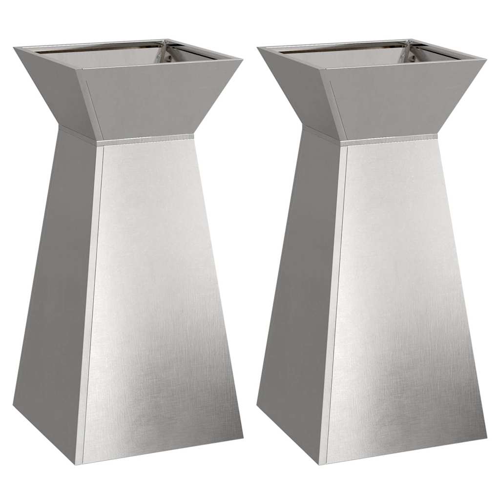 Pilaar Plantenbak 2 pcs Zilver 35 x 35 x 73 cm is nu te koop bij PeponiXL, paradijselijk wonen!