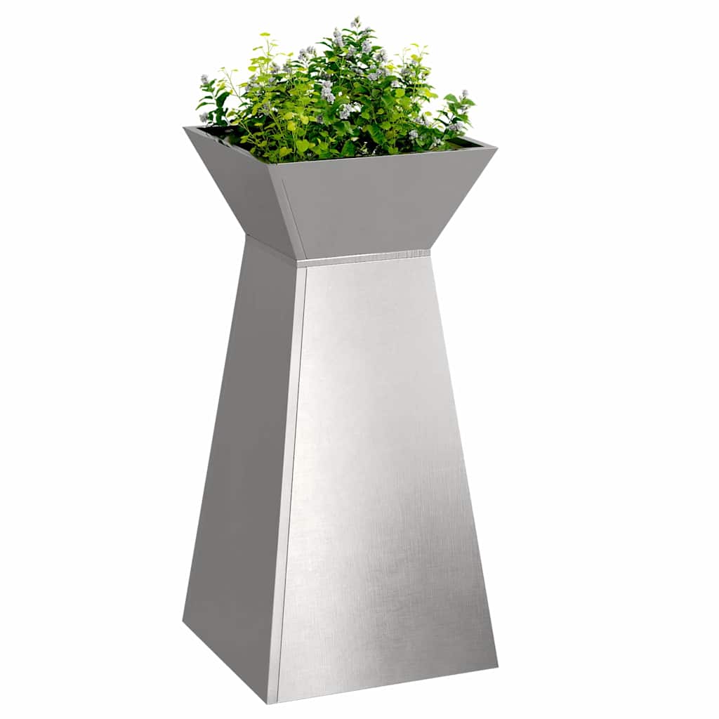 Pilaar Plantenbak 2 pcs Zilver 35 x 35 x 73 cm is nu te koop bij PeponiXL, paradijselijk wonen!
