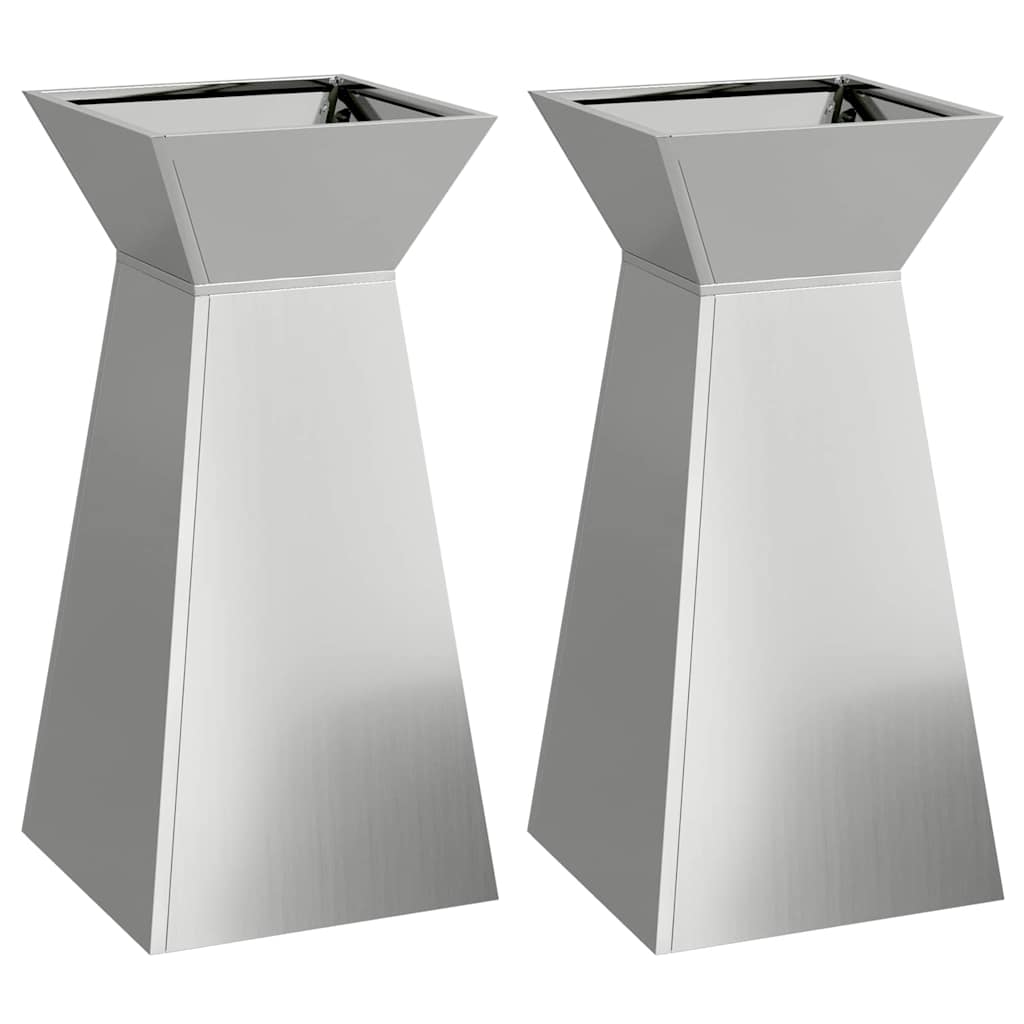 Pilaar Plantenbak 2 pcs Zilver 35 x 35 x 73 cm is nu te koop bij PeponiXL, paradijselijk wonen!
