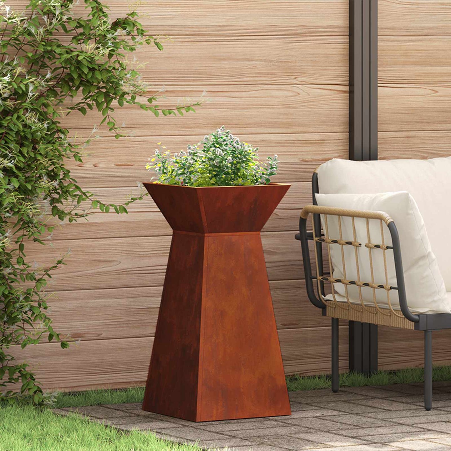 Pilaar Plantenbak Zilver 35 x 35 x 73 cm Cortenstaal is nu te koop bij PeponiXL, paradijselijk wonen!