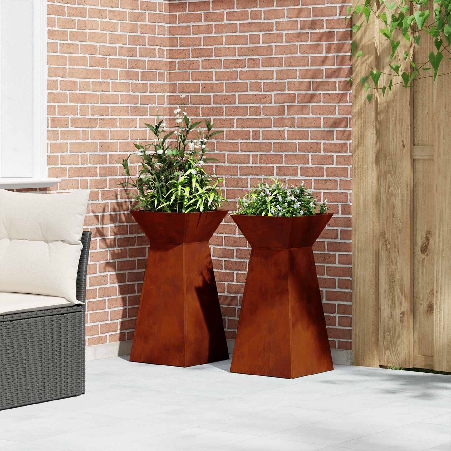 Pilaar Plantenbak 2 pcs Zilver 35 x 35 x 73 cm is nu te koop bij PeponiXL, paradijselijk wonen!