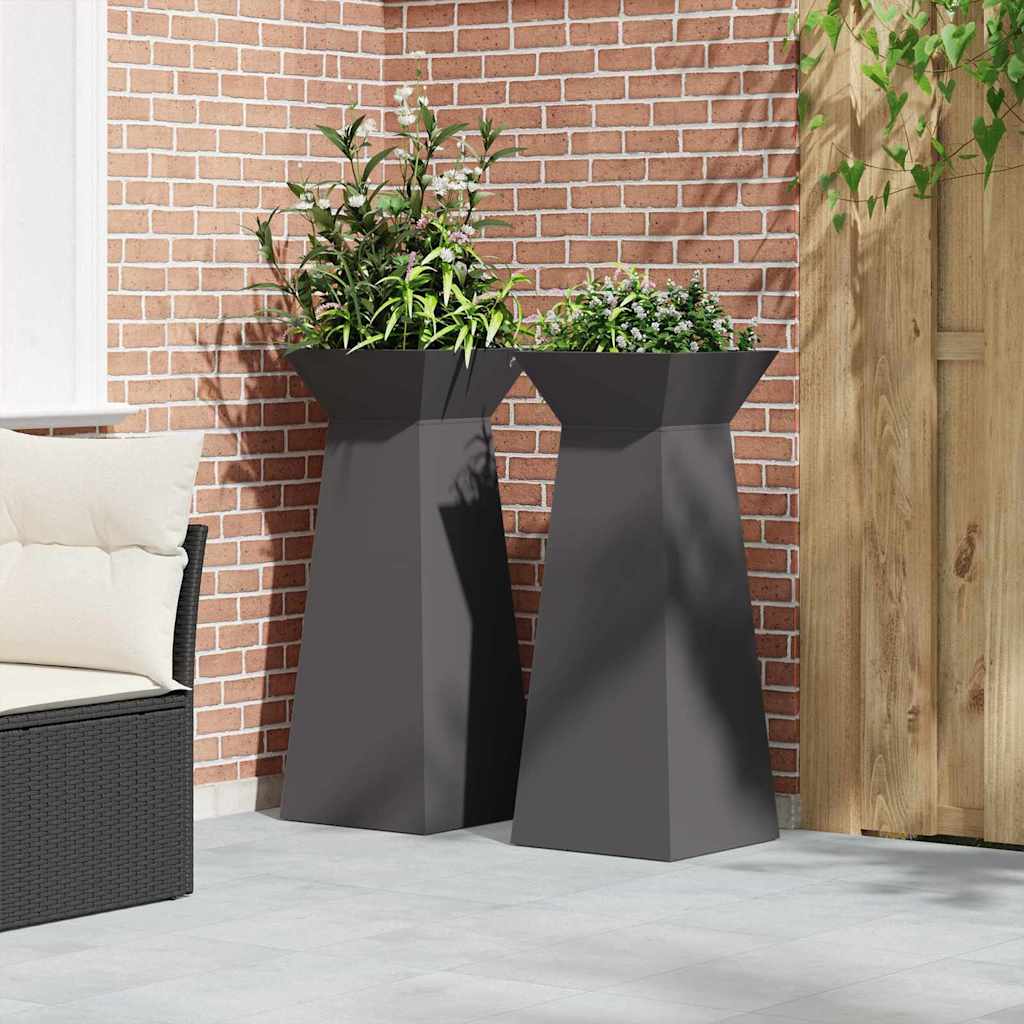 Pilaar Plantenbak 2 pcs Zwart 40 x 40 x 100 cm is nu te koop bij PeponiXL, paradijselijk wonen!