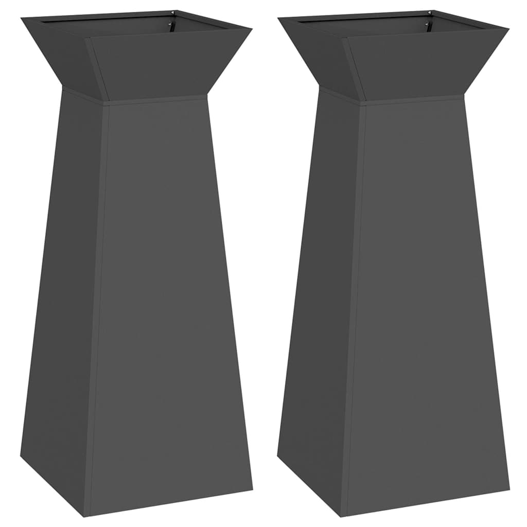 Pilaar Plantenbak 2 pcs Zwart 40 x 40 x 100 cm is nu te koop bij PeponiXL, paradijselijk wonen!