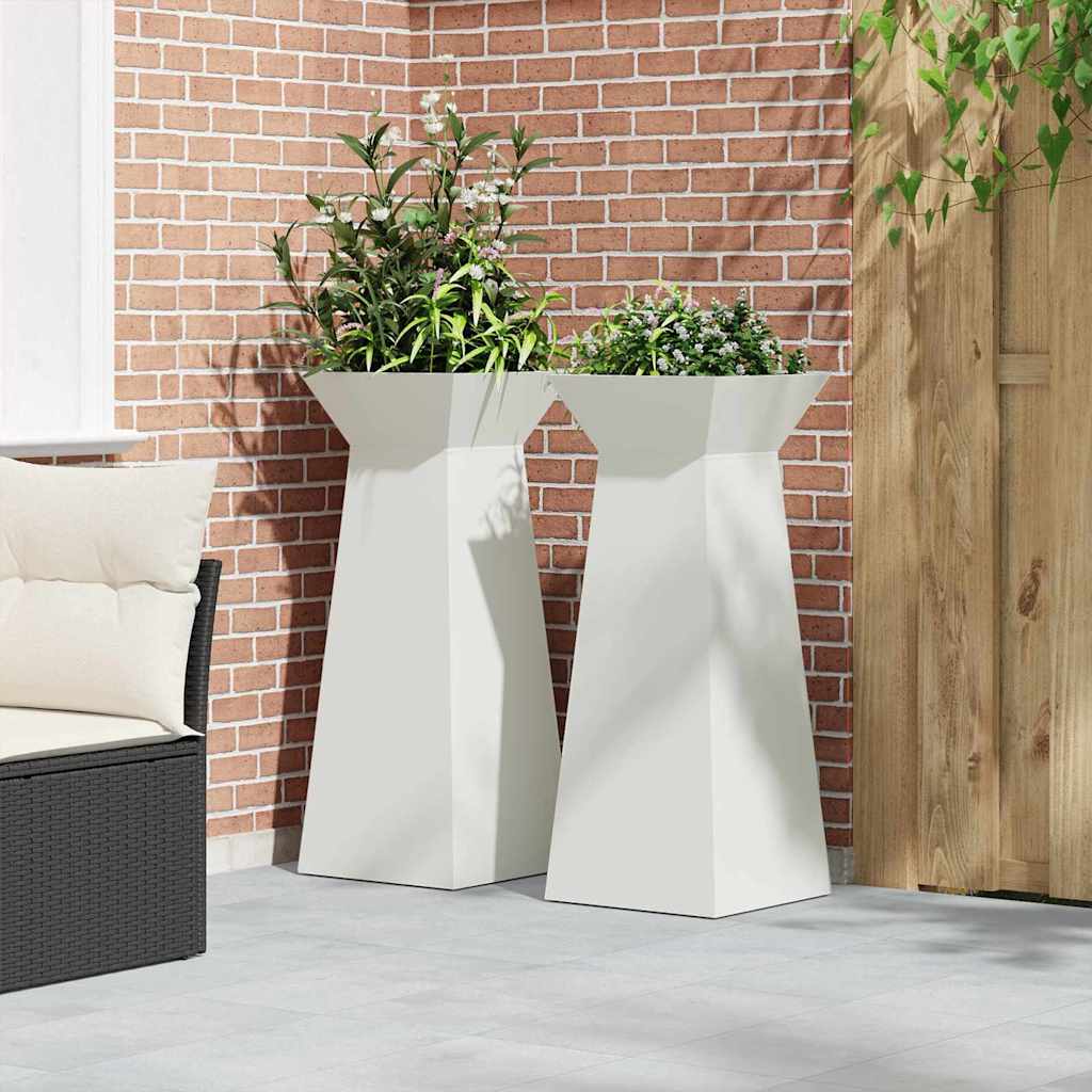 Pilaar Plantenbak 2 pcs Wit 40 x 40 x 100 cm is nu te koop bij PeponiXL, paradijselijk wonen!