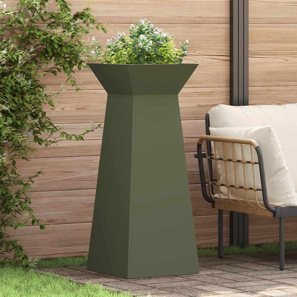 Pilaar Plantenbak 2 pcs Olijfgroen 40 x 40 x 100 cm is nu te koop bij PeponiXL, paradijselijk wonen!