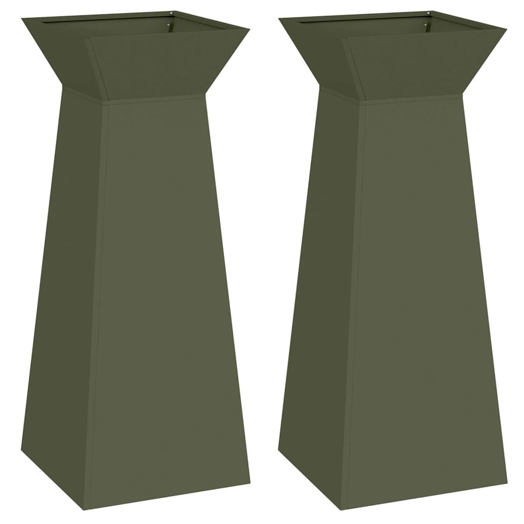Pilaar Plantenbak 2 pcs Olijfgroen 40 x 40 x 100 cm is nu te koop bij PeponiXL, paradijselijk wonen!