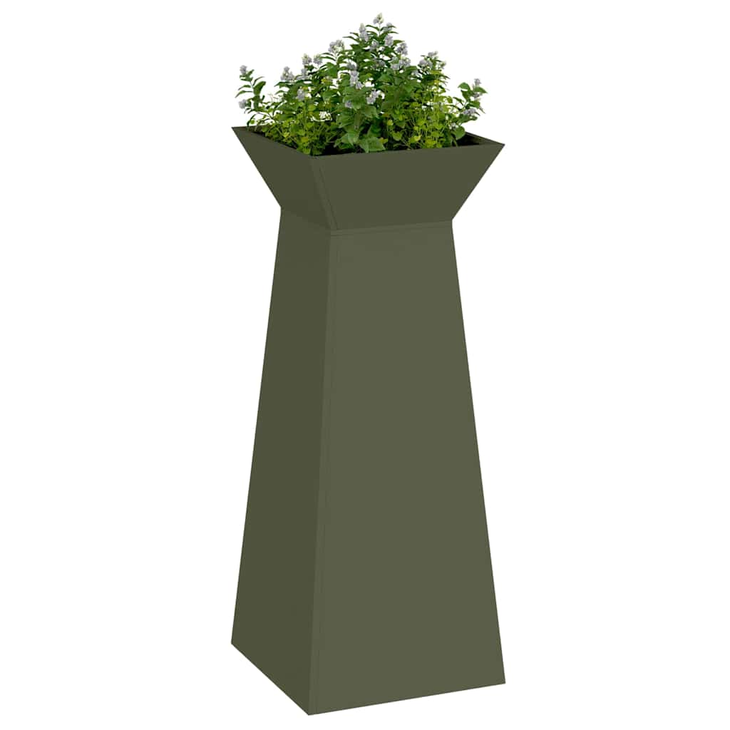 Pilaar Plantenbak 2 pcs Olijfgroen 40 x 40 x 100 cm is nu te koop bij PeponiXL, paradijselijk wonen!