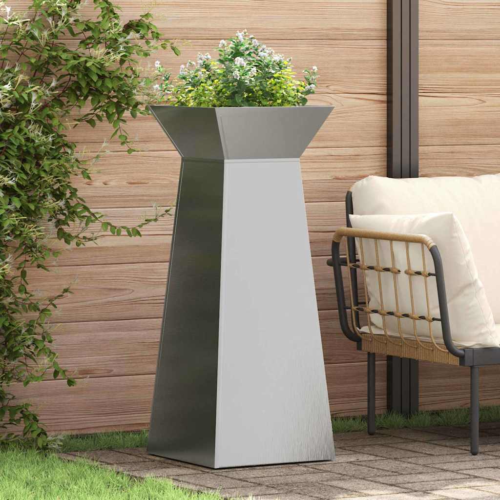 Pilaar Plantenbak 2 pcs Zilver 40 x 40 x 100 cm is nu te koop bij PeponiXL, paradijselijk wonen!