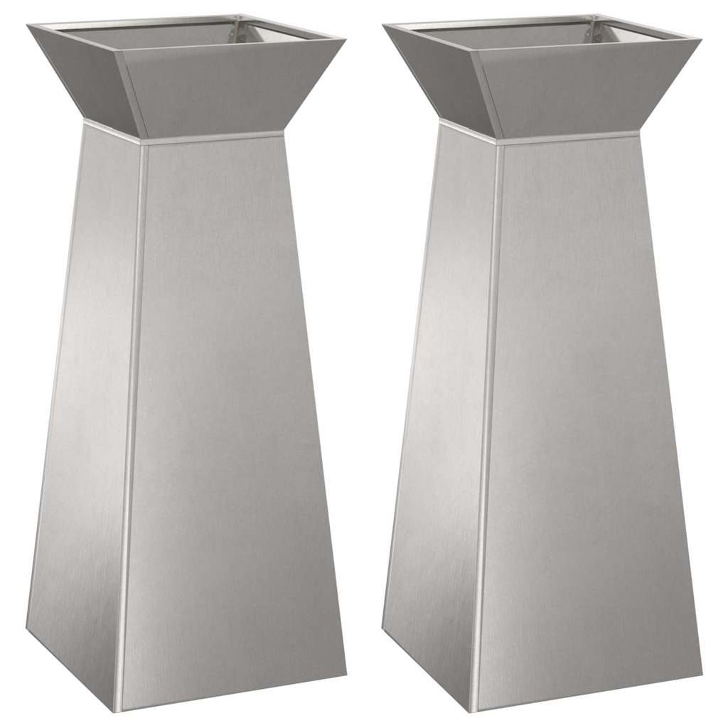 Pilaar Plantenbak 2 pcs Zilver 40 x 40 x 100 cm is nu te koop bij PeponiXL, paradijselijk wonen!