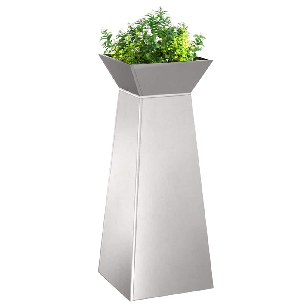 Pilaar Plantenbak 2 pcs Zilver 40 x 40 x 100 cm is nu te koop bij PeponiXL, paradijselijk wonen!