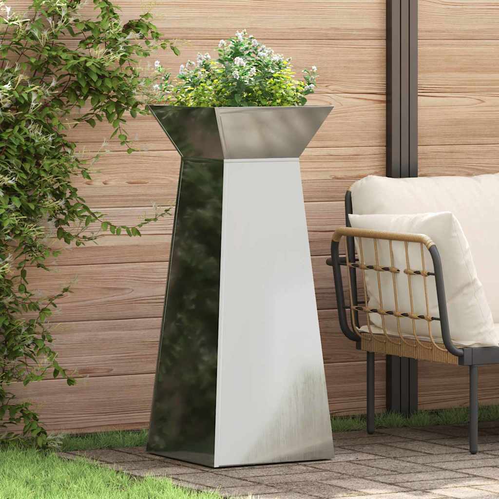 Pilaar Plantenbak 2 pcs Zilver 40 x 40 x 100 cm is nu te koop bij PeponiXL, paradijselijk wonen!