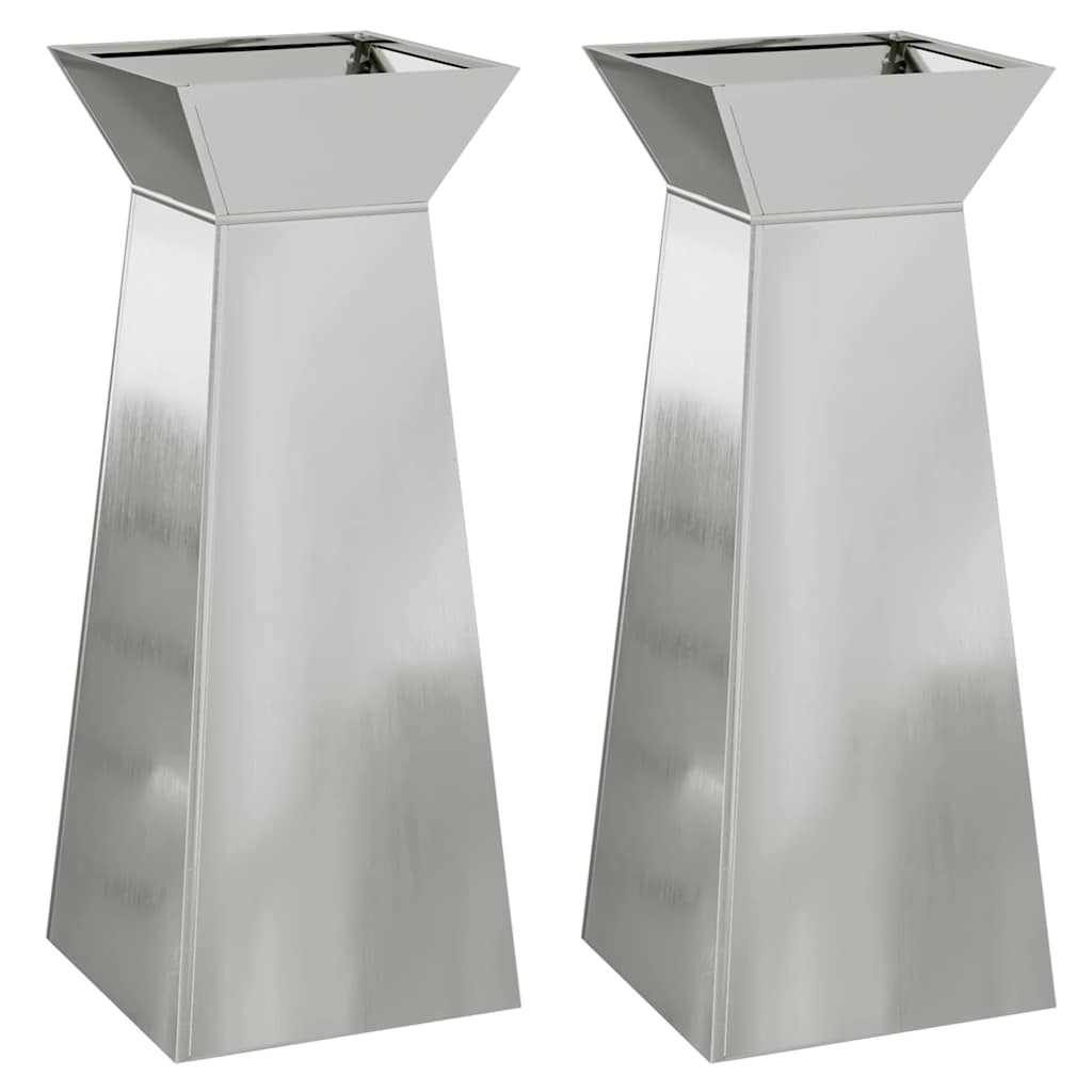 Pilaar Plantenbak 2 pcs Zilver 40 x 40 x 100 cm is nu te koop bij PeponiXL, paradijselijk wonen!
