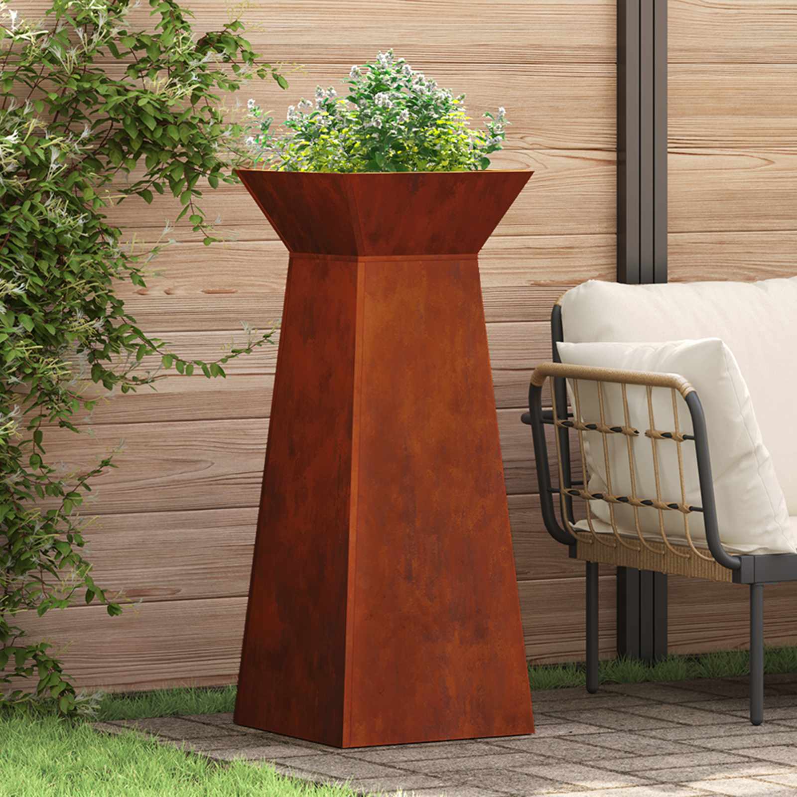 Pilaar Plantenbak Zilver 40 x 40 x 100 cm is nu te koop bij PeponiXL, paradijselijk wonen!